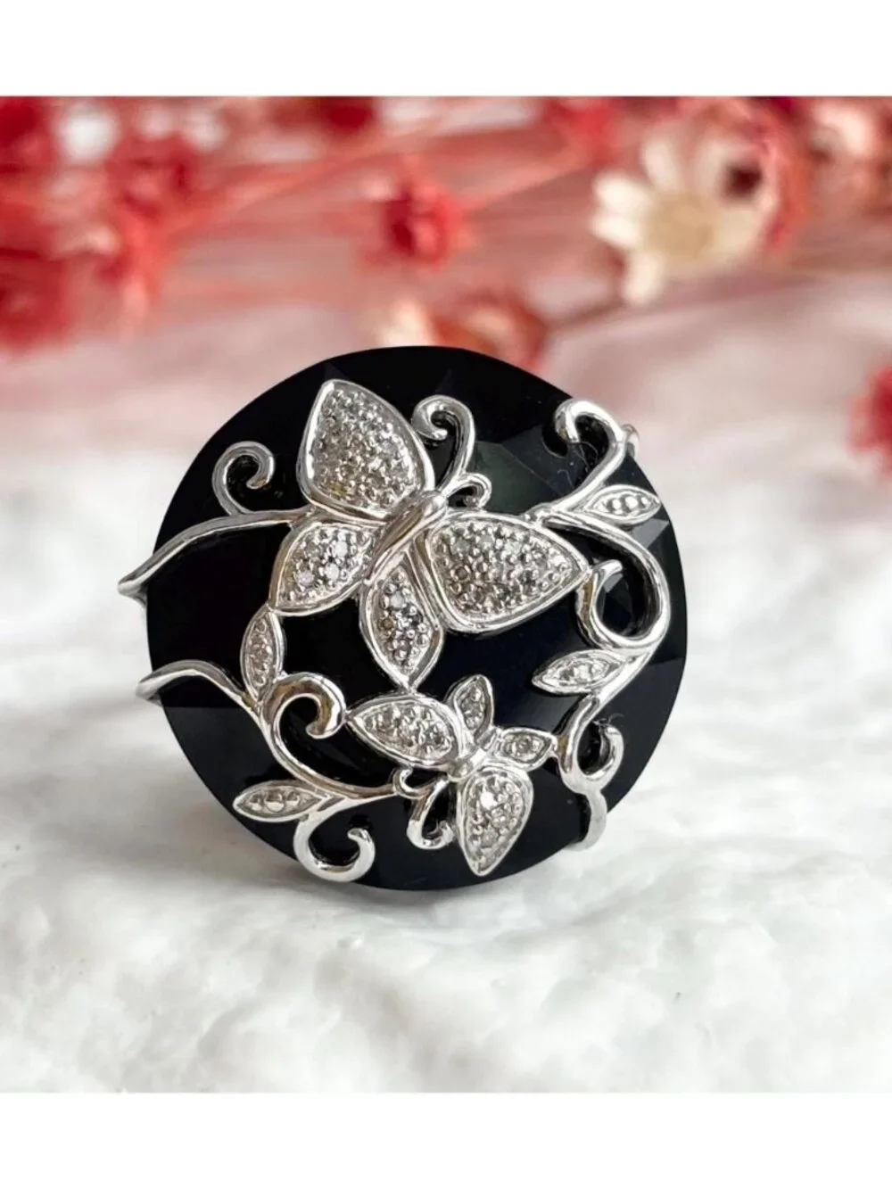 Retired QVC Affinity Diamond 1/10 ct Butterfly Sterling 925 Vintage Ring - sz 9